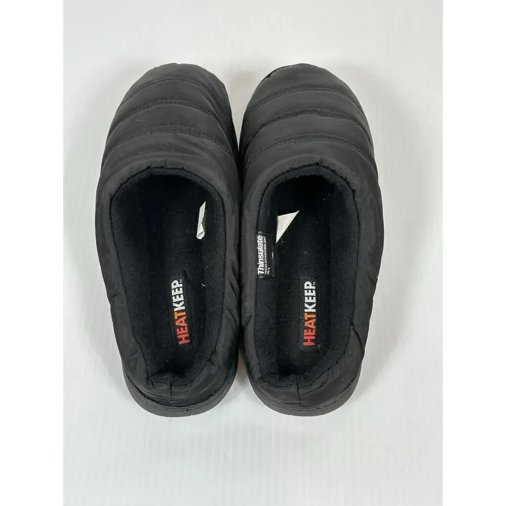 Heatkeep Memory Foam Mens Slippers Size 8-9‎ Puffer Black Indoor Out Thinsulate
